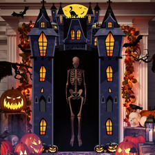 Halloween Party Door Decorations Purple Creepy Castle Door Banners