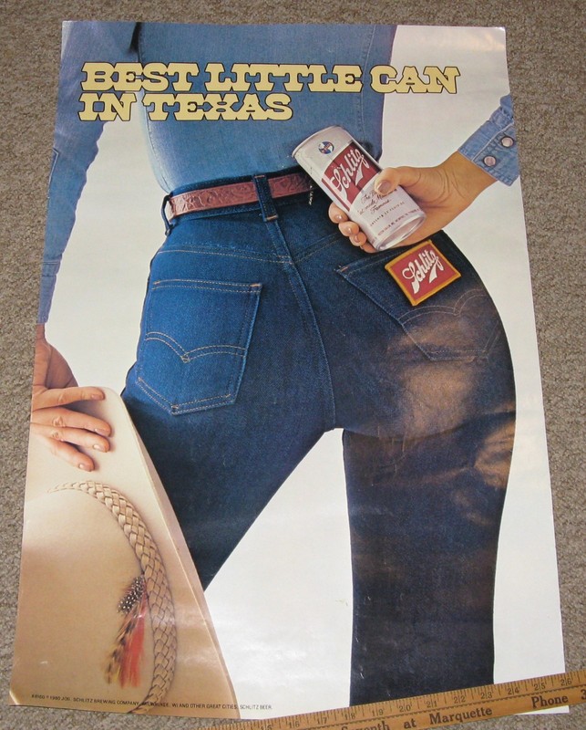 Vintage Schlitz Beer Poster, 1980, Best Little Can in Texas