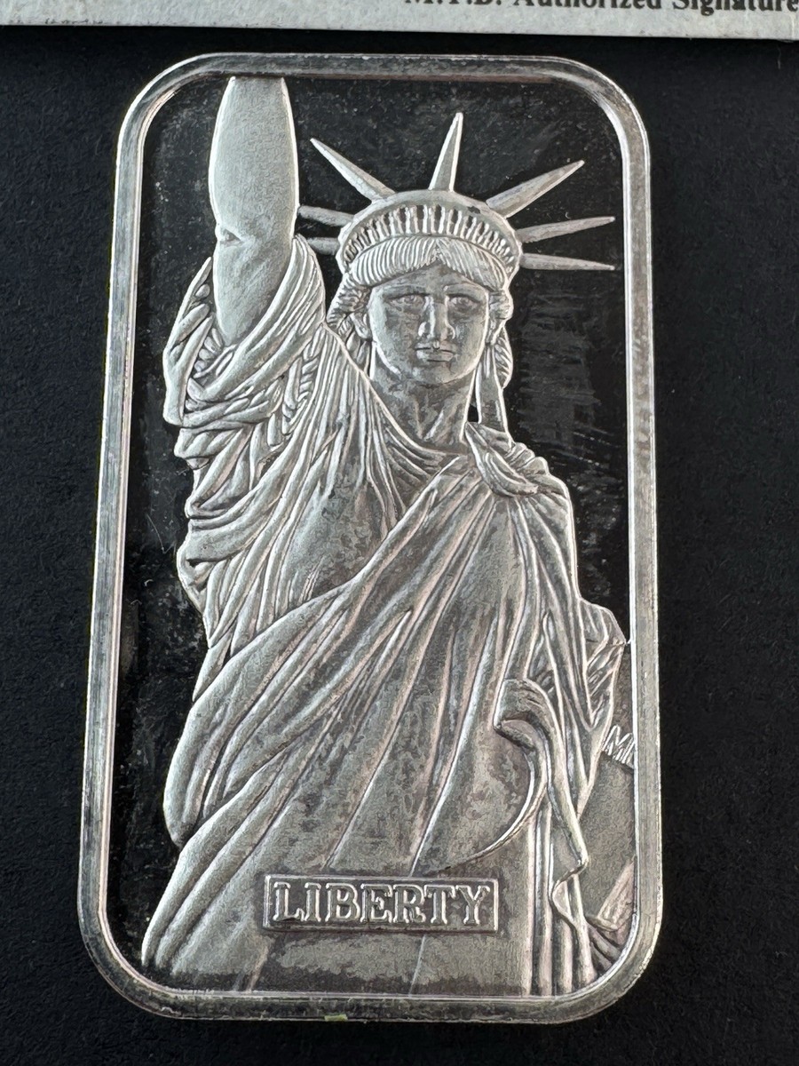 liberty traed silver 1トロイオンス シルバーバー Vintage 1986 MTB / Englehard Statue of Liberty 1oz .999 Fine