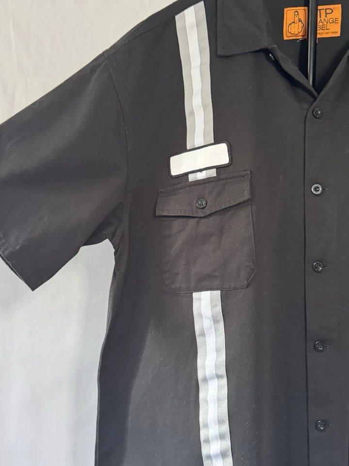 Camisa de Trabajo FTP Etiqueta Naranja “Ministerio del Aceite” Negra Rayas Reflectantes XL Foto 4 de 4