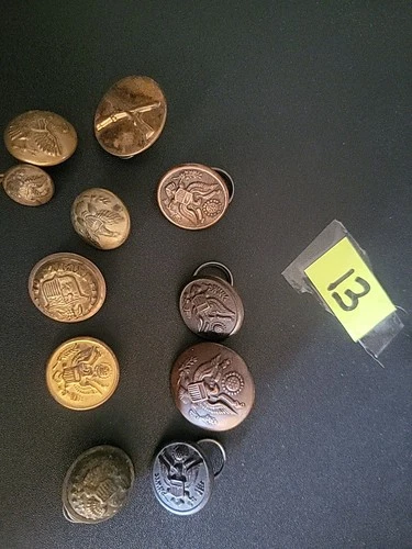 Rare Civil / WW1 / WWII military button lot Of 10
