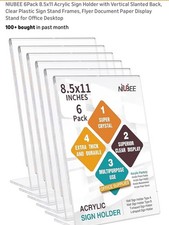 6 Pack 8.5x11 Arcylic Sign Holders Standing