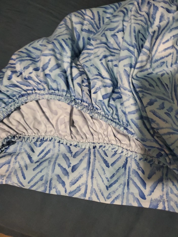 Ralph Lauren Jamaica Espiga Chevron COMPLETO/DOBLE Sábana Ajustable Azul Satén Foto 4 de 4