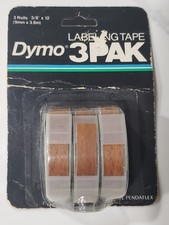 NOS Vintage DYMO Labeling Tape 3/8" Glossy Wood Grain 3 Roll Pack, NEW SEALED