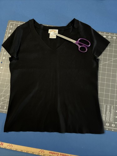 Top de Colección Talbots Mezcla de Seda Talla M Negro Cuello en V Manga Gorra Clásica - Imagen 3 de 7