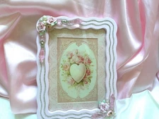 Shabby Chic Victorian Photo Frame #2 w/Rhinestone Trim and Roses/Pearls