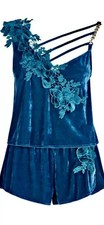 Ann Summers - Size Small 8-10 UK - The Lover PJ Cami Set - Teal velour BNWT
