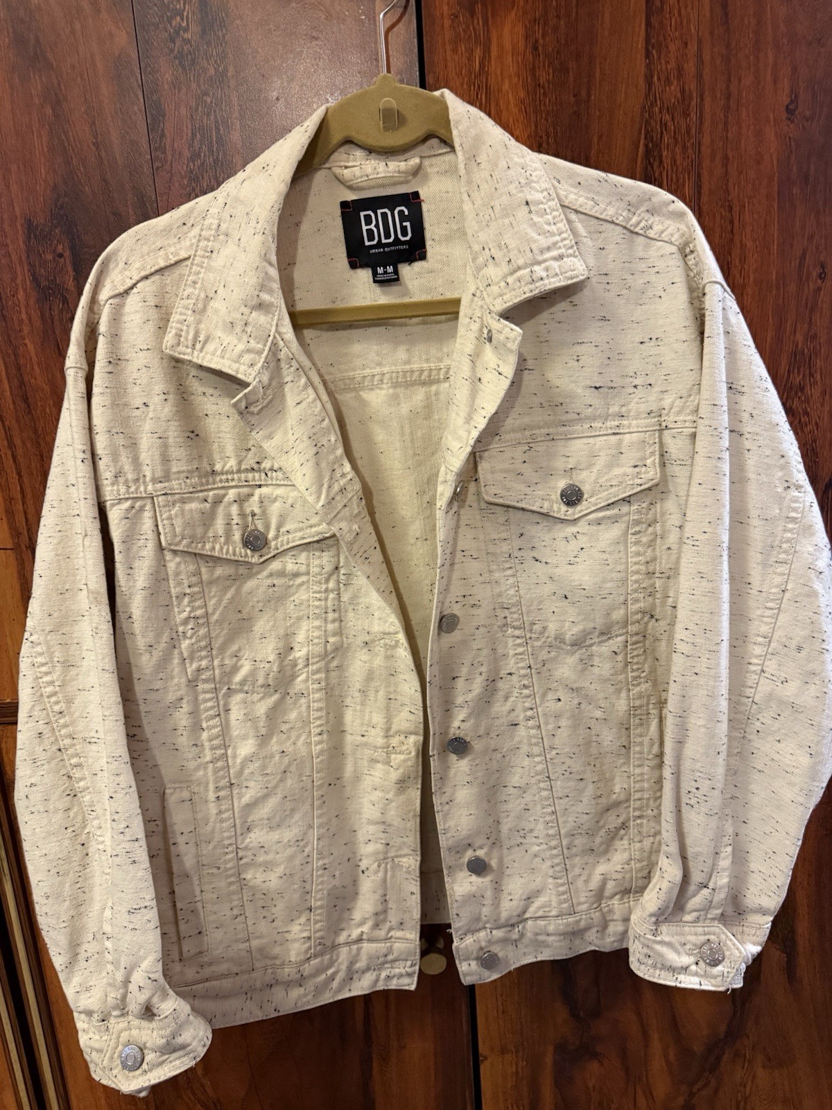 BDG Urban Outfitters Men's 100% Cotton Cream & Black Speckled Casual Jacket