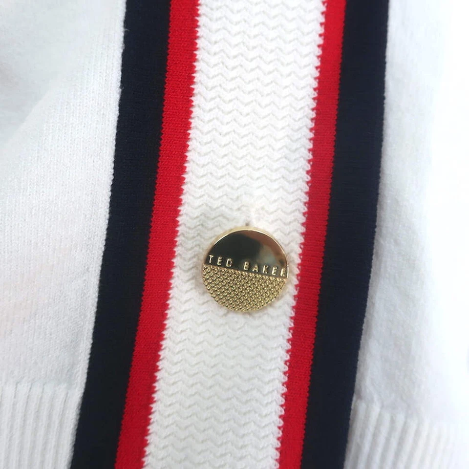 Cárdigan Ted Baker Skilarr a Rayas Marfil Elastizado Tejido Talla 3 NUEVO Foto 2 de 4