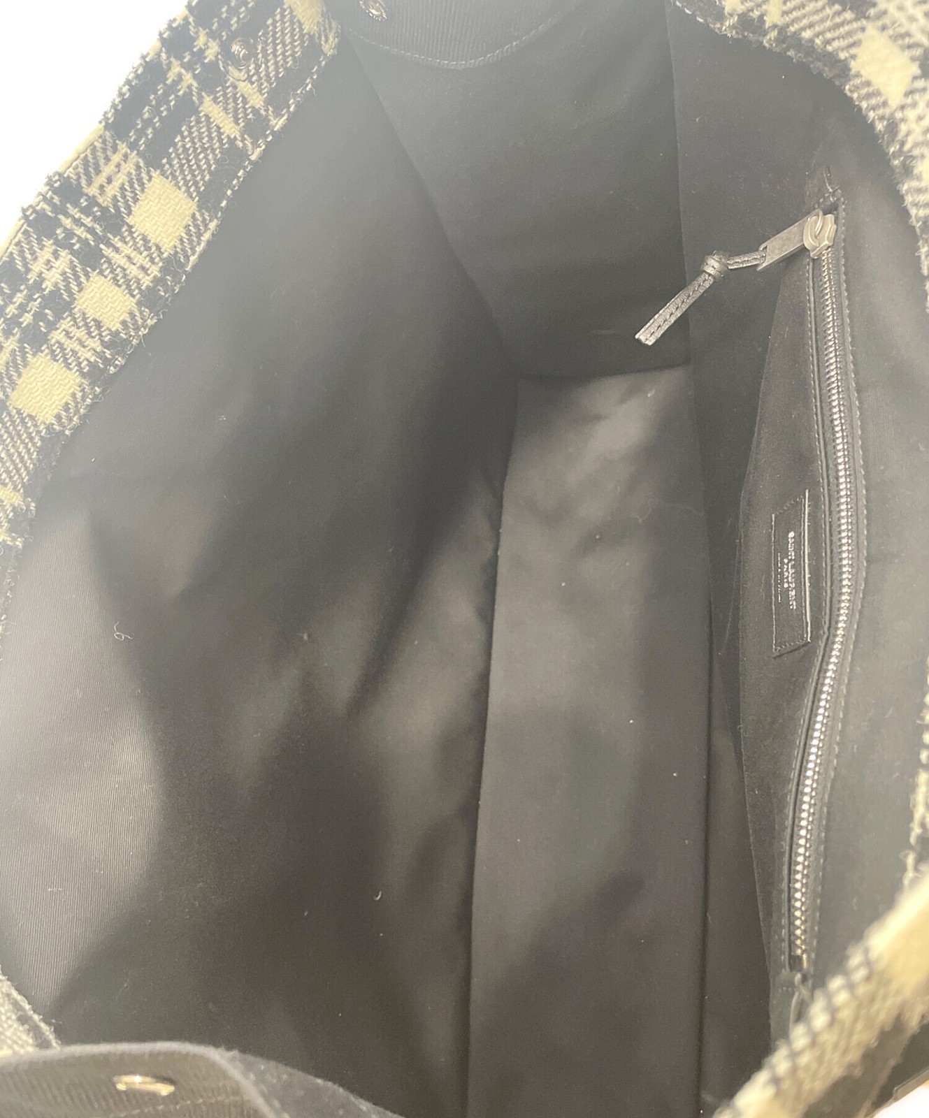 SAINT LAURENT Rive Gauche Tote Bag Black Canvas Tweed Leather Logo SR0332 thumbnail 7