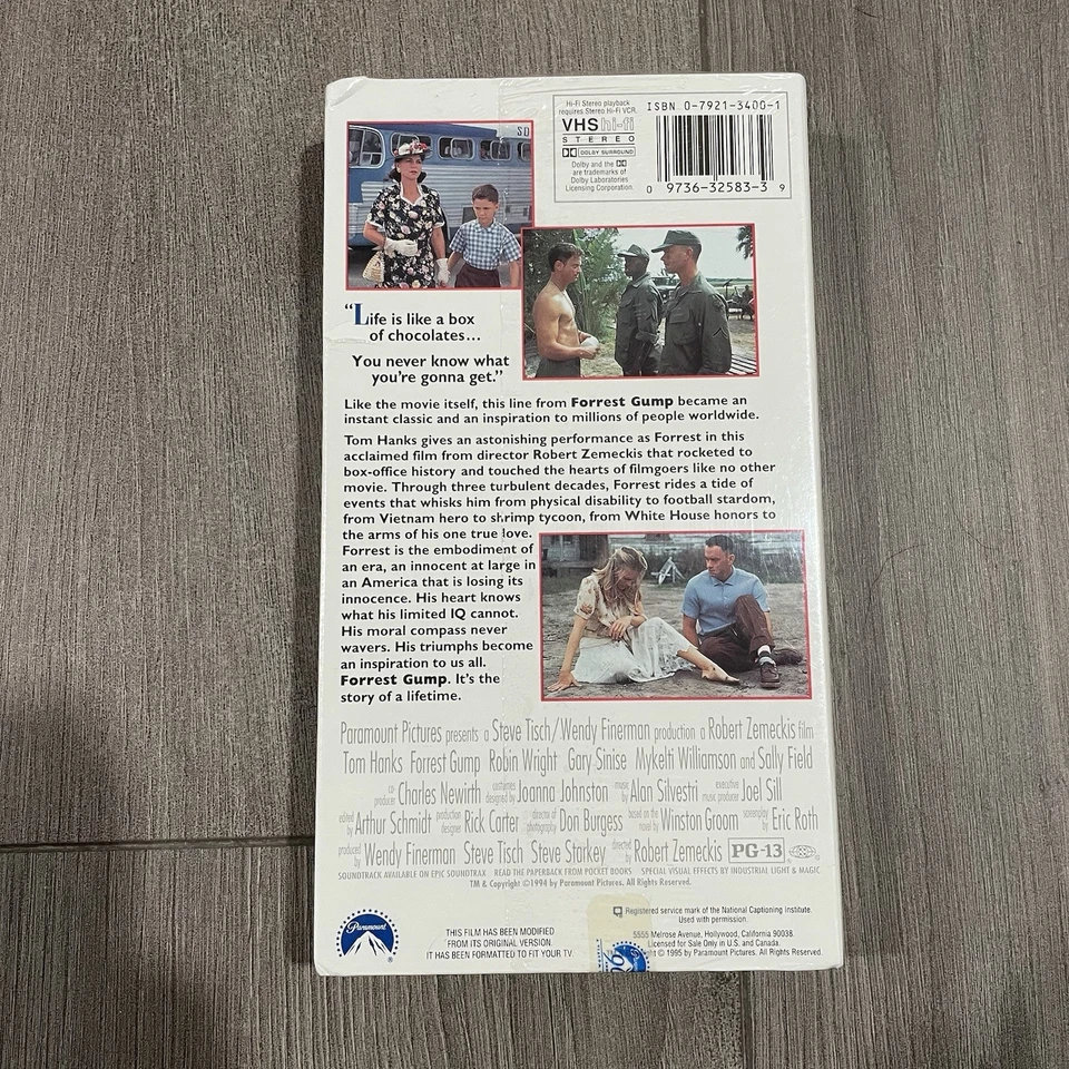 Forrest Gump VHS SEALED Watermarks Paramount Tom Hanks Gary Sinise VTG  - Image 2 of 4