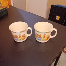 Royal Doulton Bunnykins English Fine Bone China Mugs Cups Set of 2 Vintage
