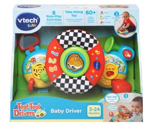 VTech Toot-Toot Drivers Baby Driver, English | Soft steering wheel with indicator, ignition, gear stick, horn, mirror, car sounds and phrases. Ages 3-24 months - Image 2