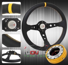 350mm Interior Steering Wheel Combo W Gold Slim Quick Release Jdm Horn Button