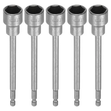 5pcs Nut Driver Drill Bit 17mm Socket 1/4" Hex Shank 6" Long Magnetic Setter