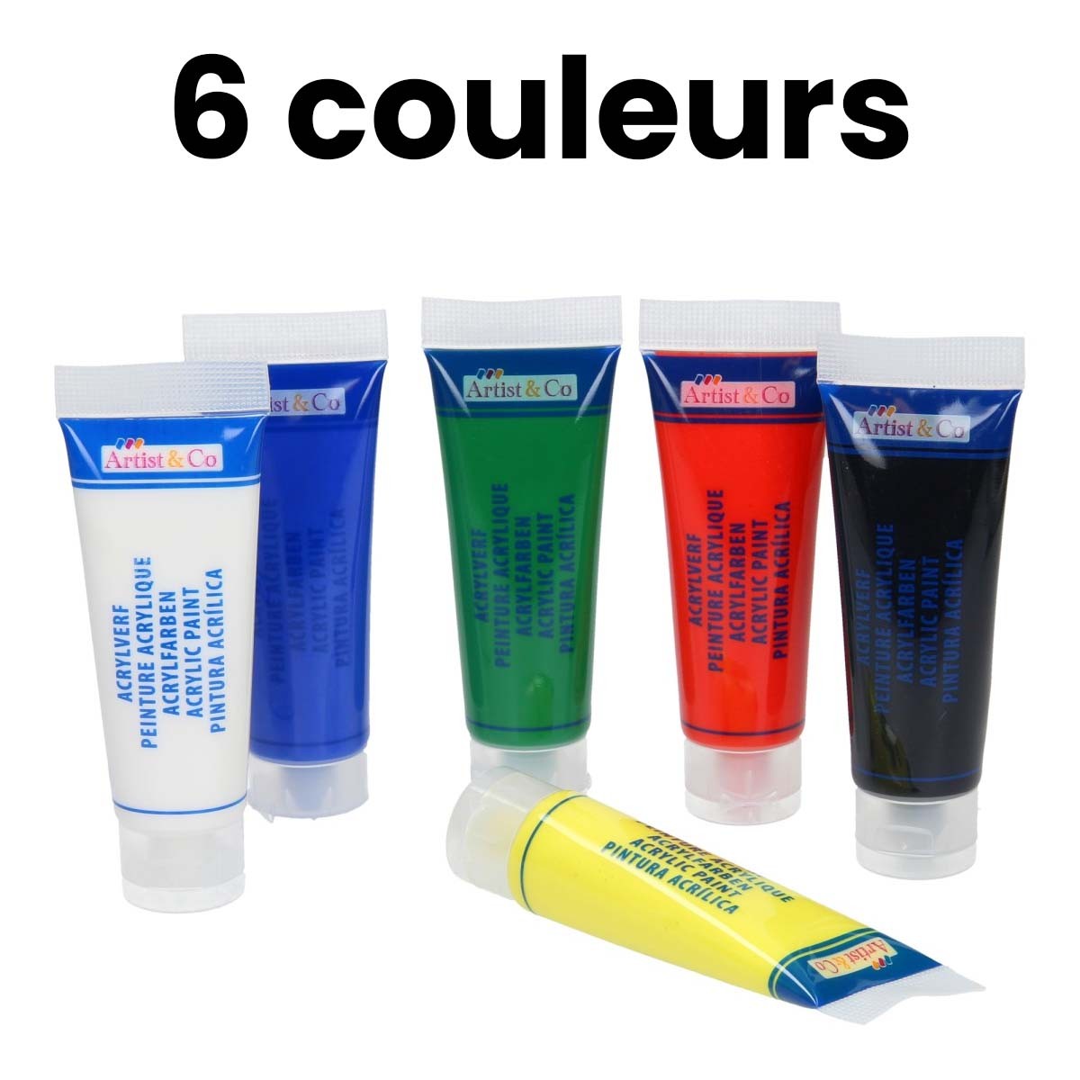 Peinture acrylique opacifiante kit de 6 tubes 75 ml couleurs de base sur toile - 4