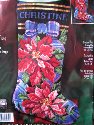 Bucilla Christmas Longstitch Needlepoint Stocking Kit, POINSETTI,18'',84650,Baatz