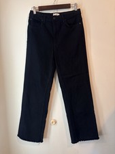 ASKK NY black Denim Jeans Wide Leg Raw Hem Mid Rise Wide Leg Size 27 Made In USA