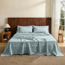 100 Linen Sheet Set Queen Size - Natural Breathable Bed Sheets for Hot