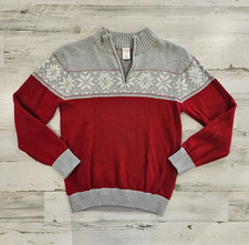 GYMBOREE Boys Large 10 12 Snowflake Christmas Red Sweater DC-TT20