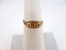 Handcrafted Gold Tone Wire Wrapped Ring with Faceted Bead Accent Size 5.5