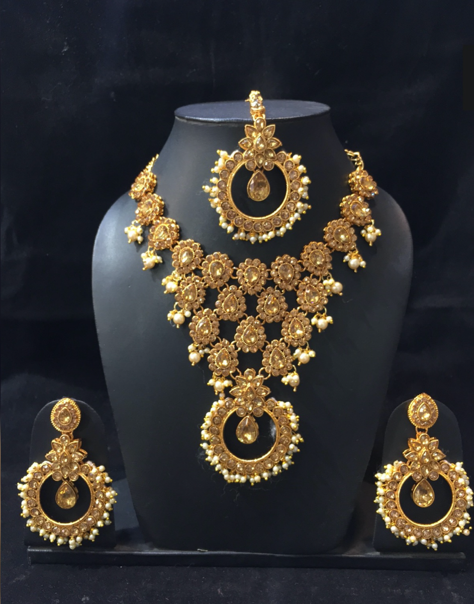 Indian Gold Jewellery Set, Bollywood Style