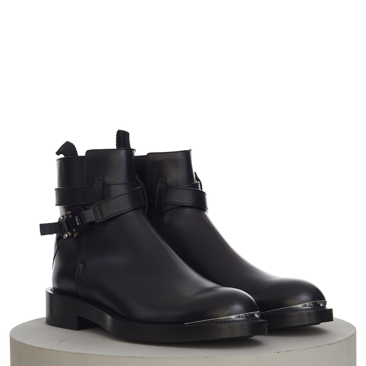 DIOR 2150$ Black Leather Evidence Ankle Boots - Black Aluminium