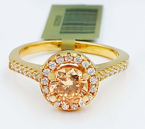 LAB CREATED 1.47 Cts CITRINE & WHITE SAPPHIRE RING .925 Sterling Silver - NWT - Picture 3 of 6
