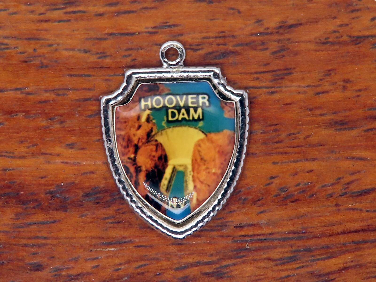 Vintage silver HOOVER DAM Nevada travel shield charm 47-34 collectible