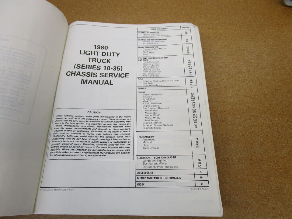 Chevrolet 1980 camioneta pickup K10 C10 Blazer Suburban K20 manual de taller de servicio Foto 3 de 4