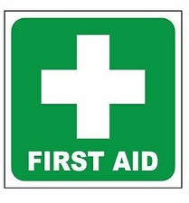 qty 10 x FIRST AID  DECAL STICKER 100mm x 100mm