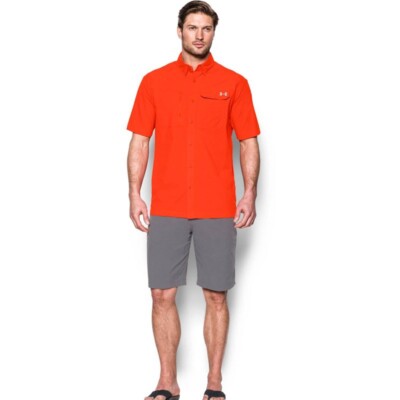 UNDER ARMOUR MENS FISH HUNTER SS SOLID BUTTON