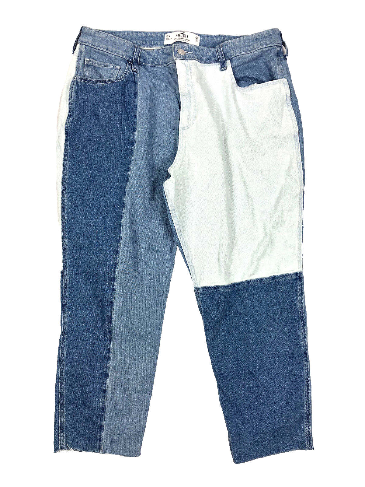 Hollister Mom Jeans Womens 17 Short Curvy High Rise Patchwork Color Block 36x24-image