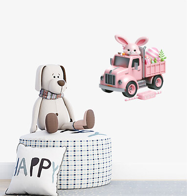 Osterhase Hase auf LKW Ei Wandbild bunte Vinyl Aufkleber Abziehbilder a10700
