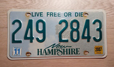 USA Tablica rejestracyjna Tablica rejestracyjna New Hampshire Live free or Die