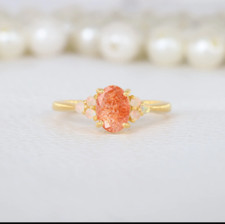 Natural Sunstone Multi Stone Ring Platinum Over Sterling Silver Ring Size 6.5