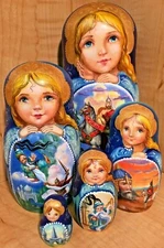 EUROPEAN NESTING DOLL MATRYOSHKA RUSLAN LYUDMILA SOLOVYOVA PUSHKIN HAND PAINTED