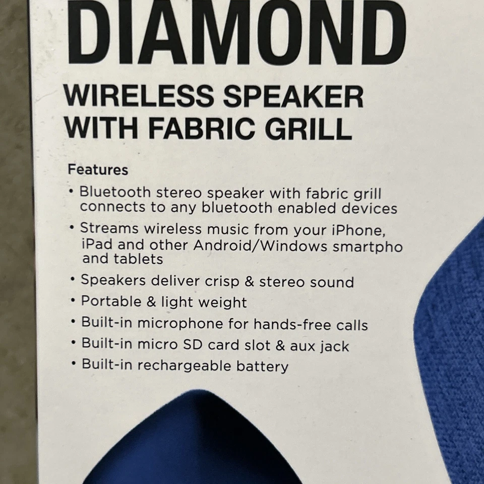 NEW Soundlogic XT Diamond Wireless Speaker With Fabric Grill 242773 - Image 3 of 4