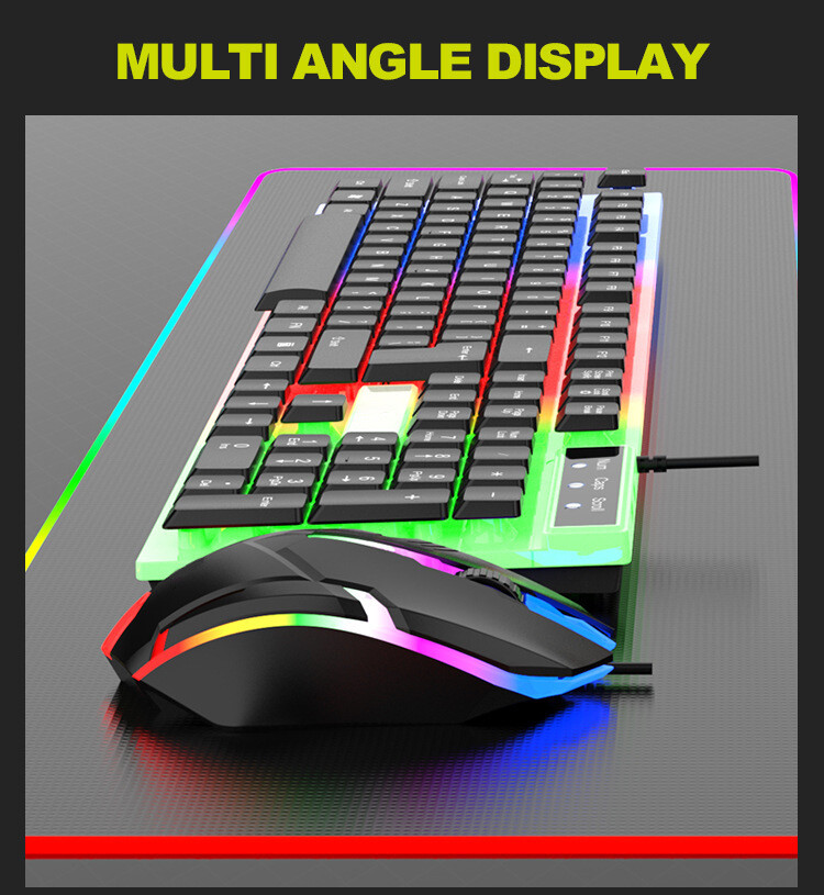 Gaming Keyboard And Mouse LED Light Backlit Mechanical Feel For ...