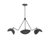 3 Light Curved Dome Style Matte black  Chandelier Light Fixture
