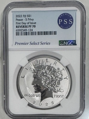 2022 $1 Fiji Silver Peace Dollar S Privy NGC Reverse PF 70 First Day of Issue