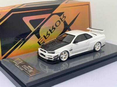 Error404 1:64 Nissan Skyline R34 GT-R Tuning Modifiziert Weiß Uni I R34M-WHI