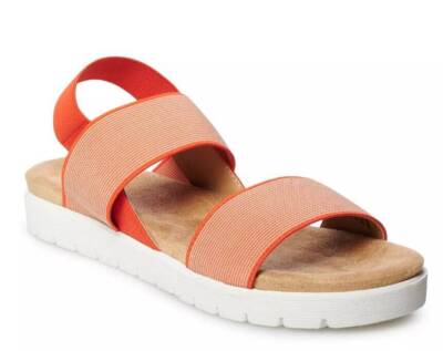 Sandals Strappy Orange Ecstatic Elasticized SO Casual Slip On Shoes-sz 