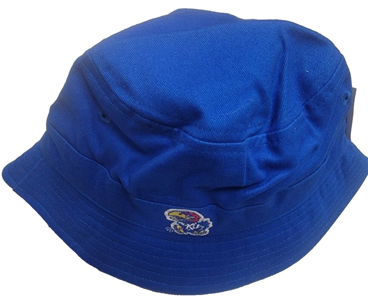 New Era Kansas Jayhawks Royal Basic Panama‎ Bucket Hat Chin Strap Blue University of Kansas  main image 2