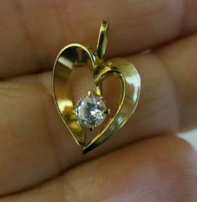Vintage U E C 14K G.F.   Heart Pendent with Diamond accent Stone in Center