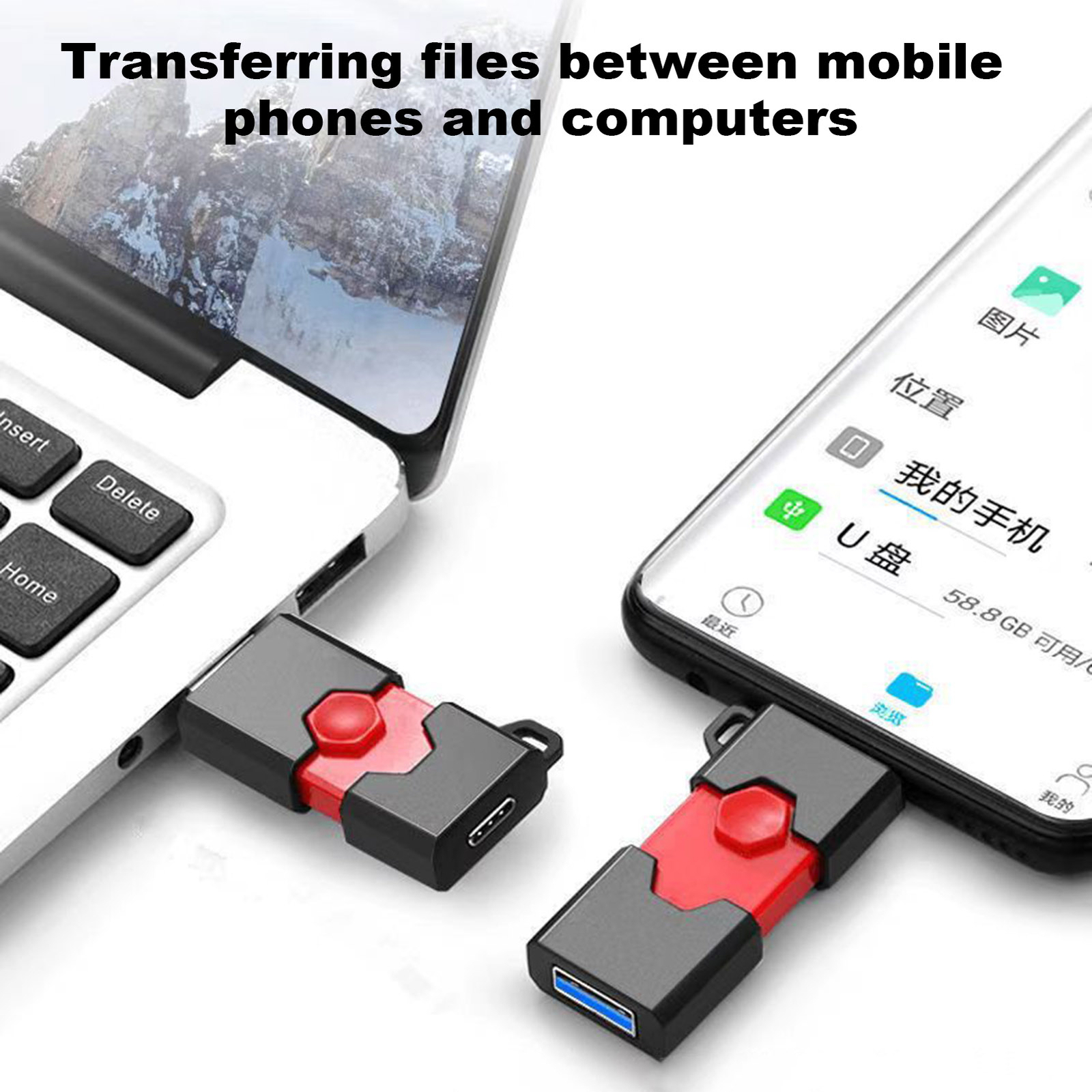 USB Flash Drive USB 2.0/3.0 Flash Drive Dual OTG Retractable Type-C Thumb Drive-image