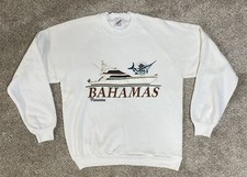 VTG Bahamas Crewneck Sweatshirt Large Sail Fish Nassau Glitter Pullover