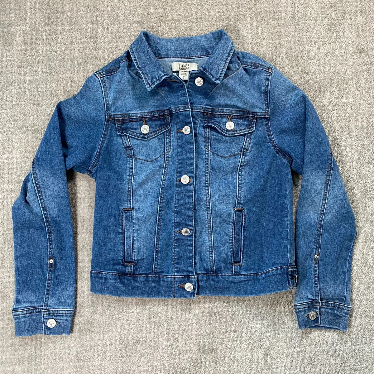 Vintage America Blues Jean Jacket Small S Medium Wash Blue Denim