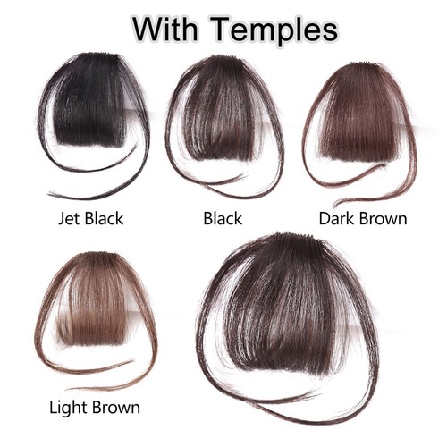 UK Thin Air Bang Remy Human Hair Extensions Clip In Fringe Hairpiece Women - Picture 14 of 14