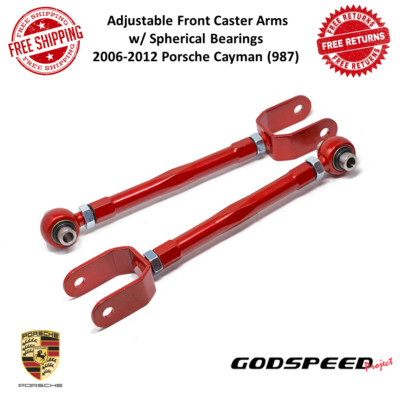 Godspeed Adj. Front Caster Arms w/Spherical Bearings Fits 06-12 Porsche Cayman